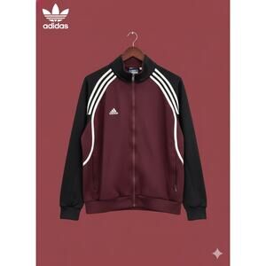 Vintage 90s Y2k Adidas Burgundy Black Zip Pockets Men’s Track Jacket M